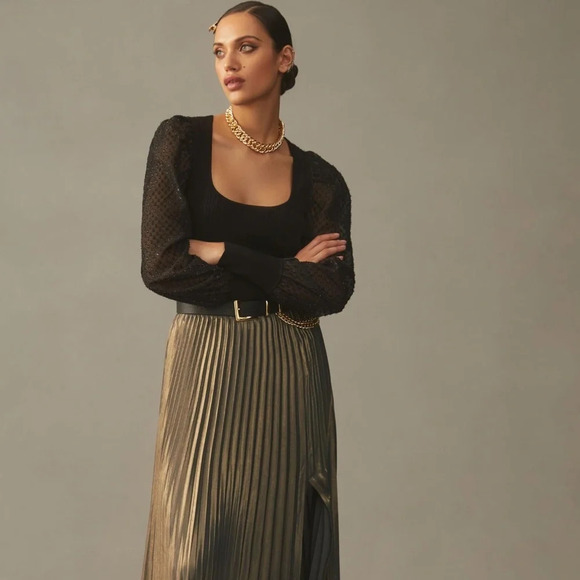 Anthropologie Puff Sleeve Shimmer Sweater XLP - Picture 2 of 9